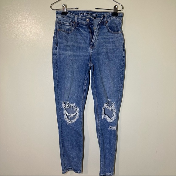 American Eagle Outfitters Blue High Rise Distressed Jeans - Picture 1 of 3